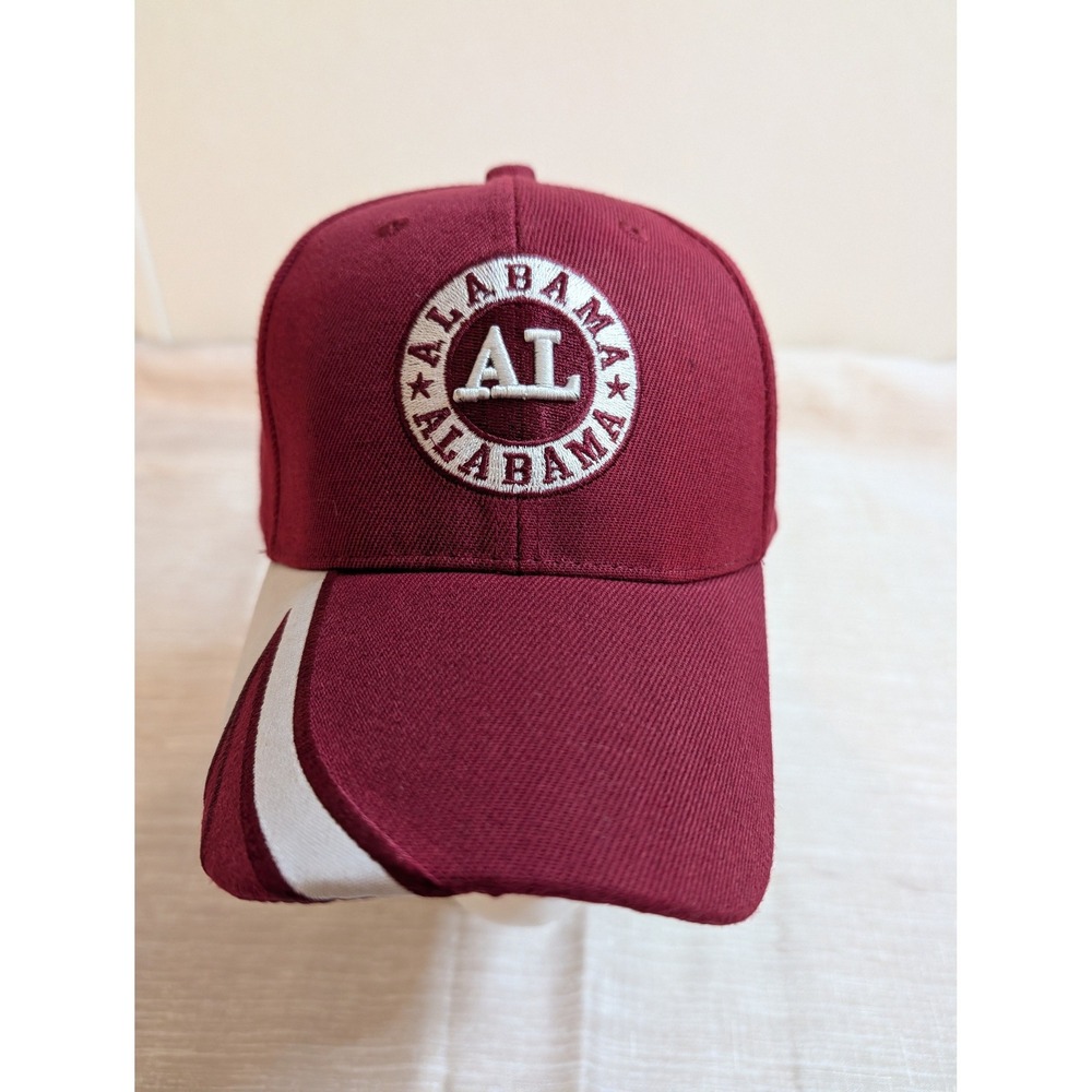 Alabama Crimson Tide Mens Baseball Cap Maroon White‎ Embroidered Adjustable Hat